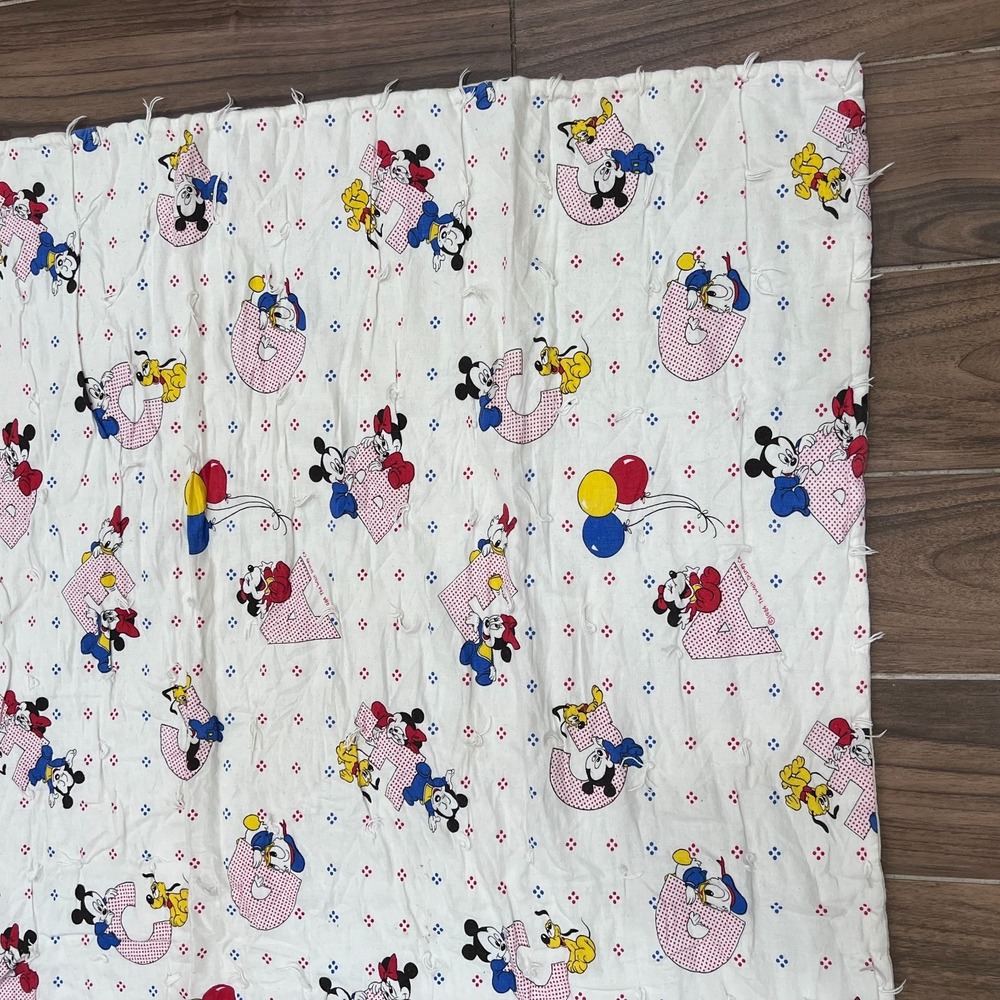 Vintage Walt Disney Baby Mickey Minnie Mouse Friends ABC Printed Crib Blanket - Picture 3 of 6